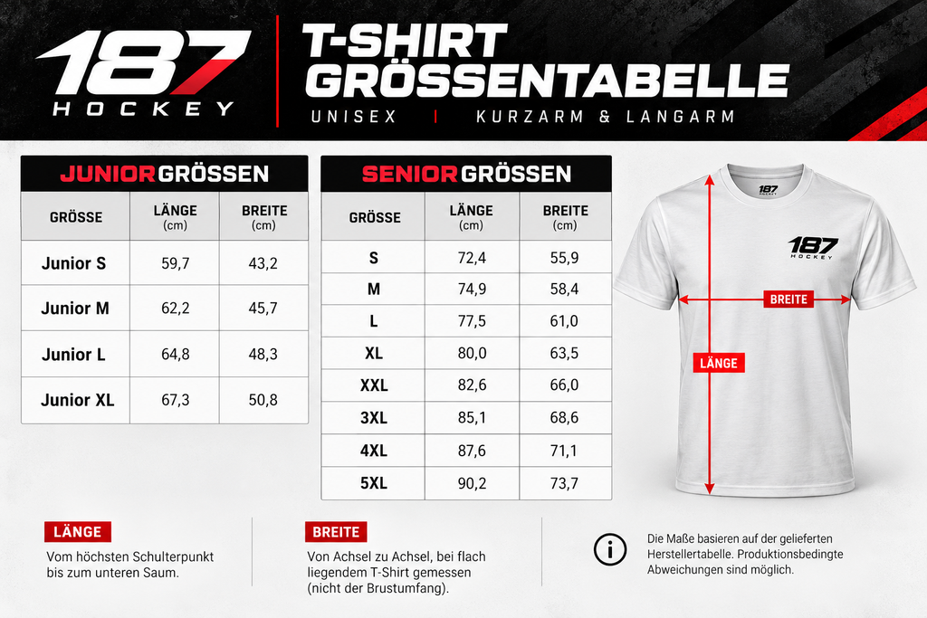 187 Hockey Casual T-Shirt Junior – Schwarz/Weiß